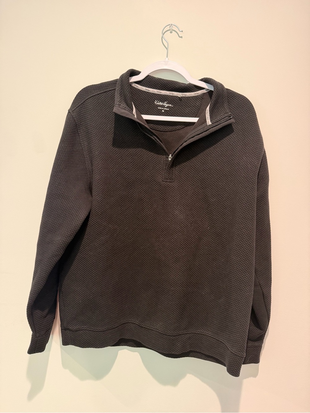 Walter Hagen Black Quarter-Zip Textured Pullover